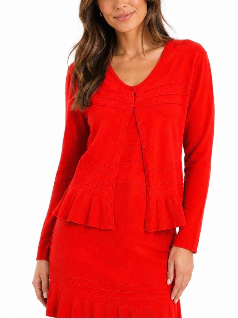 Jason Wu Red Peplum Cardigan XL